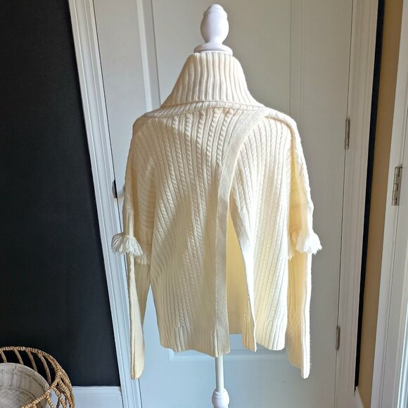 NWOT! BOHO Fringe SLEEVES Split BACK SWEATER SZ L - Picture 4 of 5